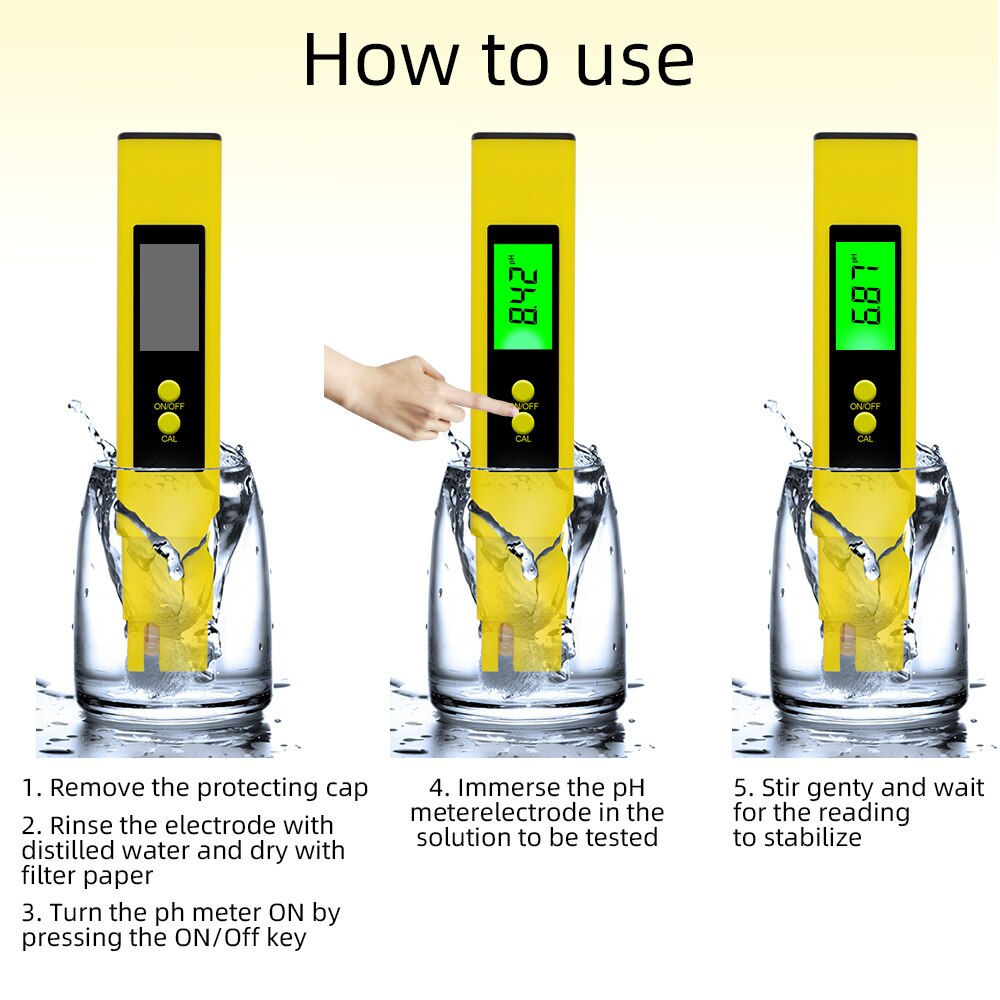 PH Meter Digital Acidity Tester Water Waterproof Test Tool Purity Monitor 0.01 PH Detector for Aquarium Pool 20%OFF
