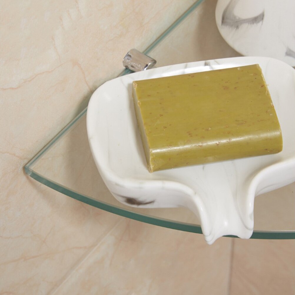 2 stk glas hjørne hylde trekant praktisk nyttig badeværelseshylde væg organisator opbevaringsholder til toilet badeværelse køkken  a30