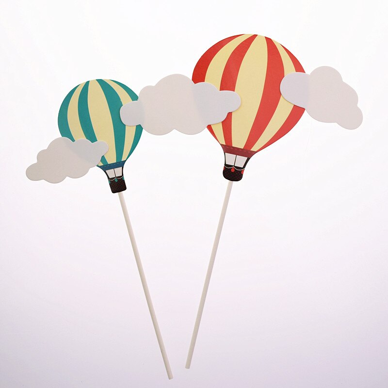 2pcs/lot Air Balloon Birthday Wedding Cake Topper Flags For Birthday Wedding Party Cake Baking Decor