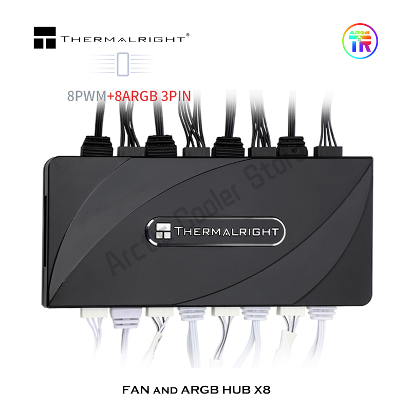 Thermalright FAN and ARGB HUB X8 1 To 8 Expansion 4pin PWM Fan Hub 3pin 5V ARGB Splitter Hub Controller PC Cooling Parts