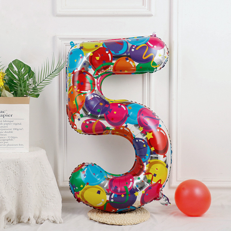Globos de aluminio con números de Color grande de 40 pulgadas, globos digitales, decoración de de segundo cumpleaños, globo de helio para Baby Shower para niños y adultos