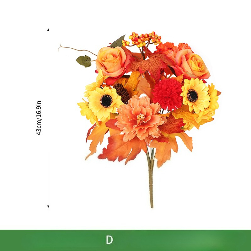 Tuindecoratie Simulatie Esdoornbladeren Zonnebloemen Oranje Boeket Kerstmis Halloween Auditorium Decoratie Kunstbloemen: Bruin