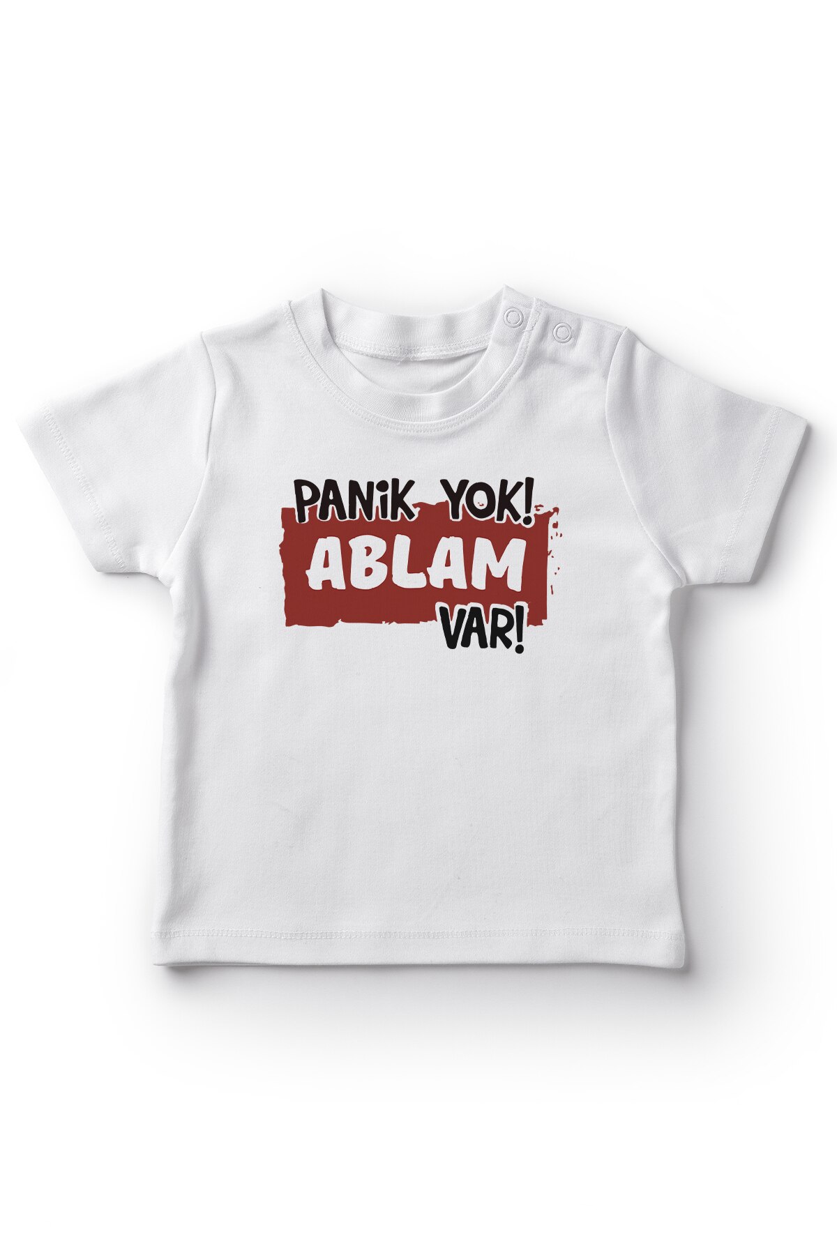 Angemiel baby, geen paniek, heb mijn zusje, meisje, baby t-shirt wit