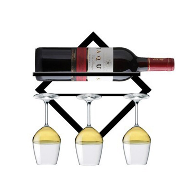 Wall Mounted Upside Down Wine Rack Bottle Goblet Glass Holder Storage Organizer