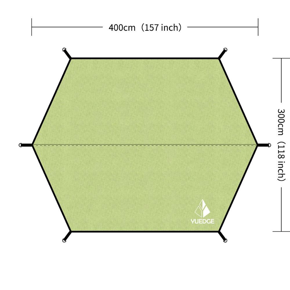 Yuedge vandtæt hexagon solafskærmning telt solafskærmning anti uv udendørs baldakin skygge sejl fortelt camping picnic telt 400cm *300cm