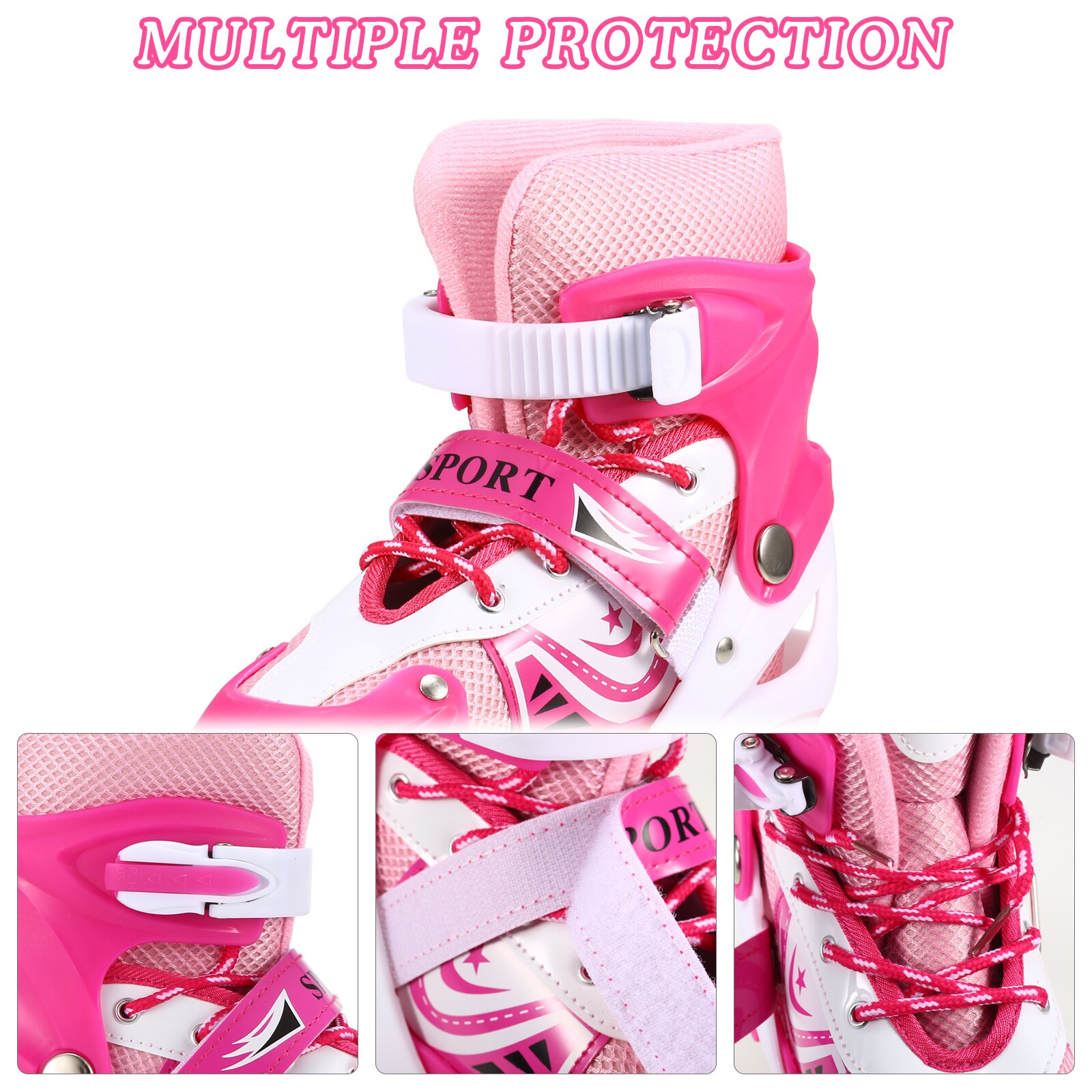 Children Roller Skates Adjustable Inline Skating Shoes Thicken PVC Shell Breathable Outdoor Roller Skates for Boys Girls