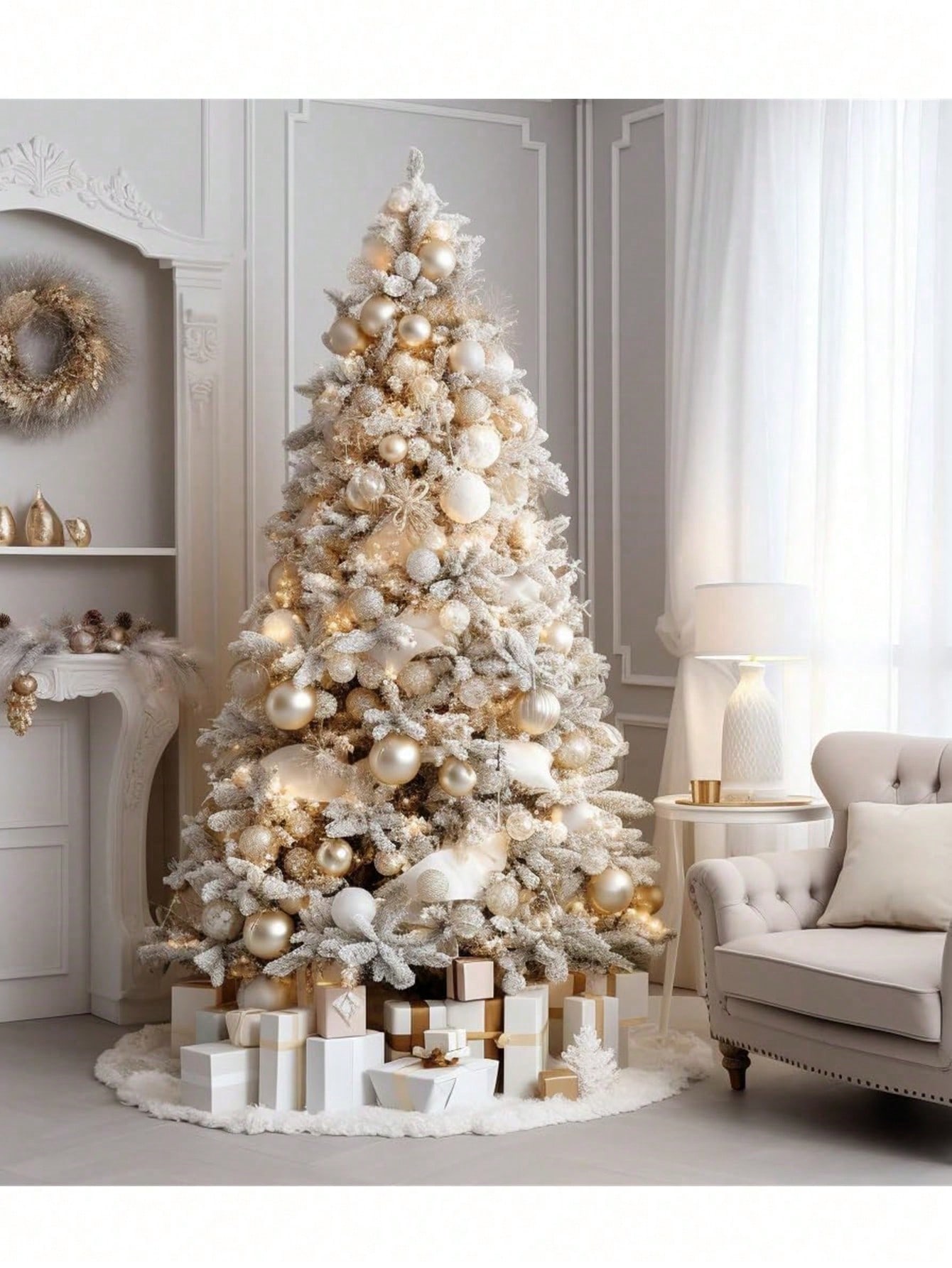 1pc White Fluffy Christmas Tree Plush Skirt Merry Party Christmas Tree Decoration Year Xmas Trees Carpet Decoration