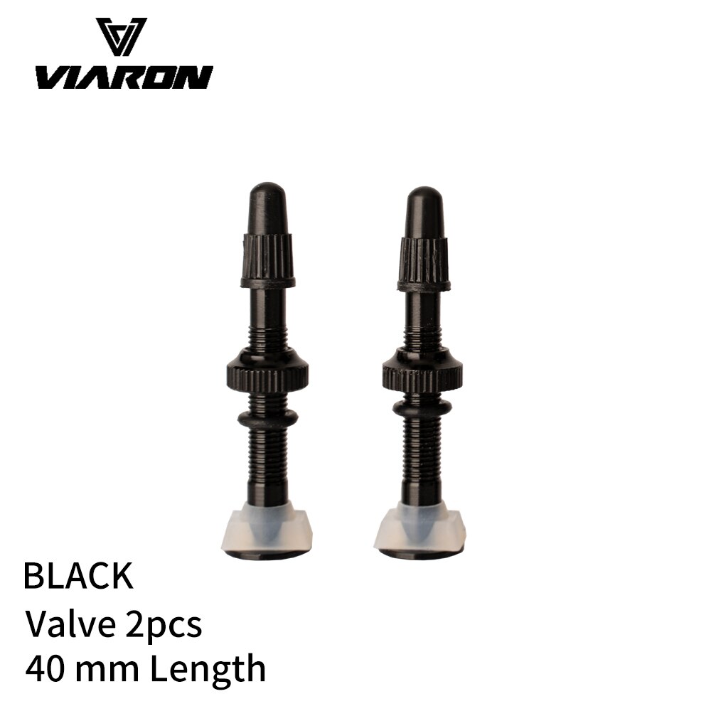 VIARON Bicycle Valve 40mm/60mm MTB Road Bike Tubeless Tires Conversion Anodize Aluminum Alloy Sealant Accessories: 40mm Black 2pcs