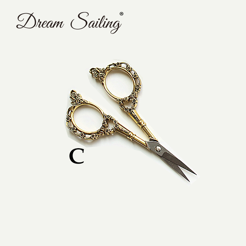 Tijeras para cutículas Estilo Vintage antiguo europeo, herramienta de costura de acero inoxidable, tijeras de pedicura, herramienta de manicura para cortar uñas: Gold