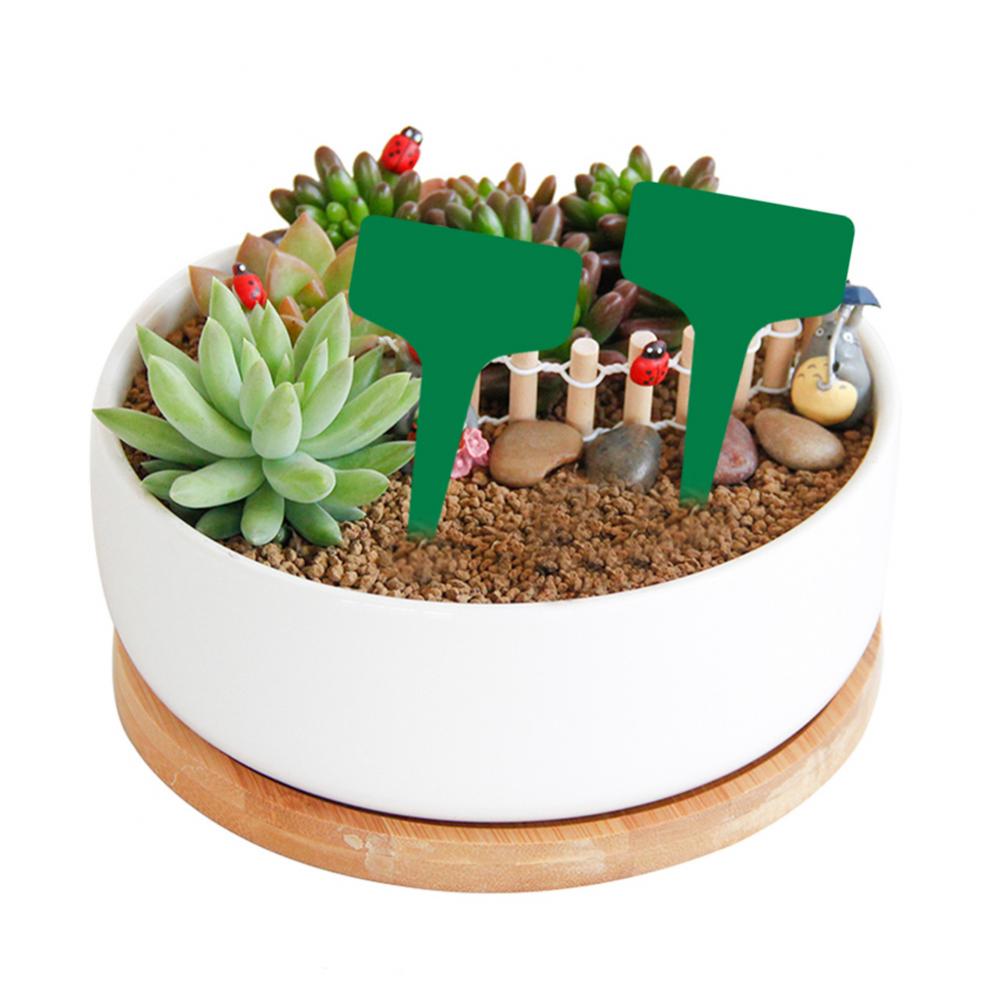 10 Stuks Plastic Bloempot Lade Met Plant Labels Tags Planter Trays Transparante Tuin Balkon Water Bloempot Mat Stand Voor thuis