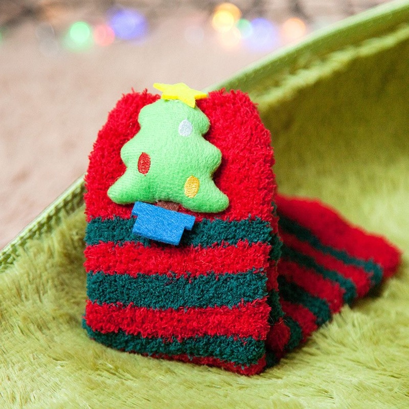 Volwassenen Kids Ouder-kind Nakomelingen Warme Kerst Stijl Sokken Polyester Cartoon Anti-Slip Stereo Pop Vloer Sokken knie Hoge