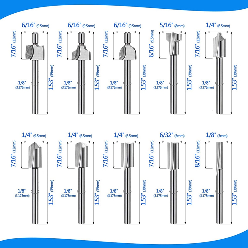 20Pc Hss Router Carbide Graveren Bits Voor Dremel Router Bit Set 1/8 Inch(3Mm) schacht Voor Dremel Proxxon Rotary Gereedschap