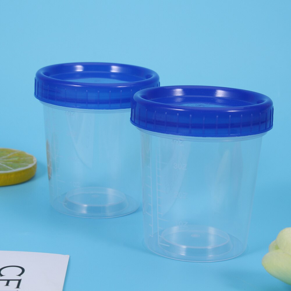 25pcs 120ml Disposable Measuring Cups with Lid Transparent Specimen Cup