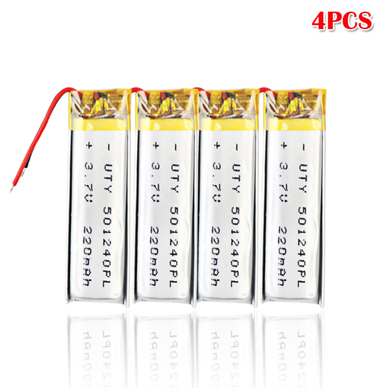 EASTFIRE Akumulator Litowo-Polimerowy 220mAh 3.7V 501240 do MP3, Smartwatch, Słuchawek Bluetooth: 4 szt.