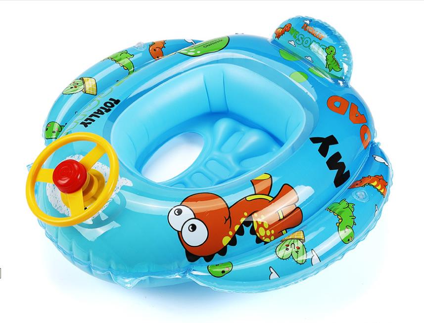 Summer Baby Swimming Ring Cartoon Cute with Steering Wheel Thick Cute Round Shape Watering Float Seat Ring: C