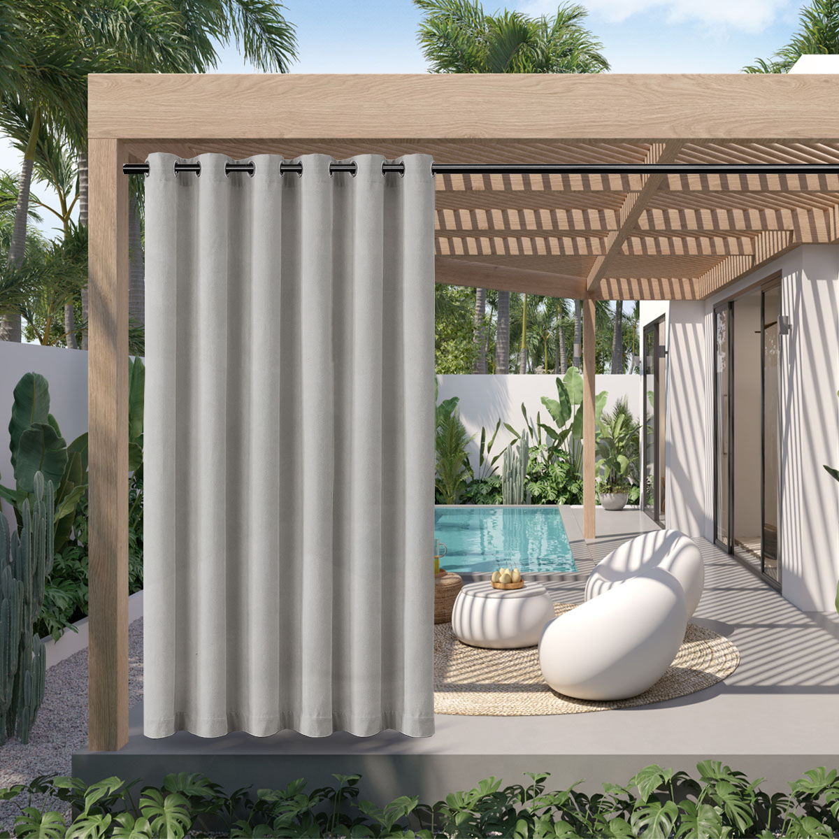 1 szt., wodoodporna zasłona Polyster na zewnątrz, odporna na warunki atmosferyczne kurtyna górna na ganek, pergola, Cabana, dekoracja patio