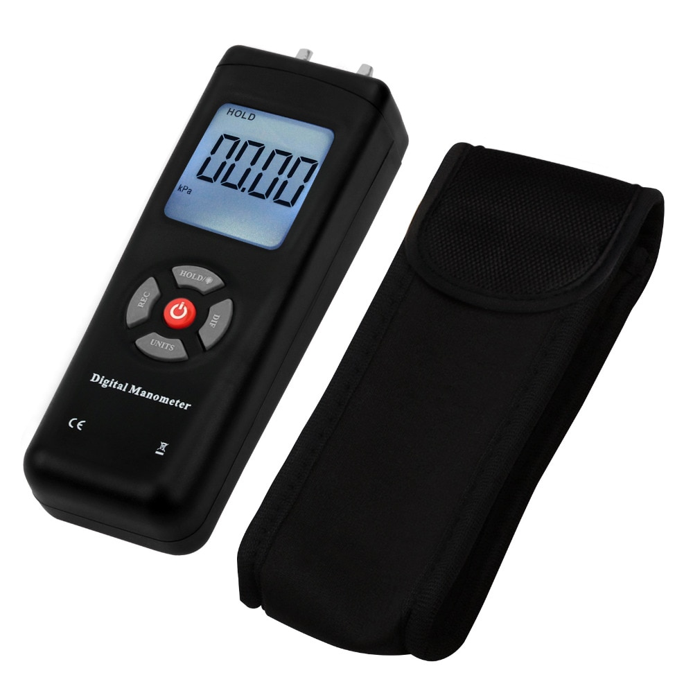 Digital Portable Manometer Handheld Air Vacuum/Gas Pressure Gauge Meter +/-13.78kPa +/-2PSI, 11 Units with Backlight