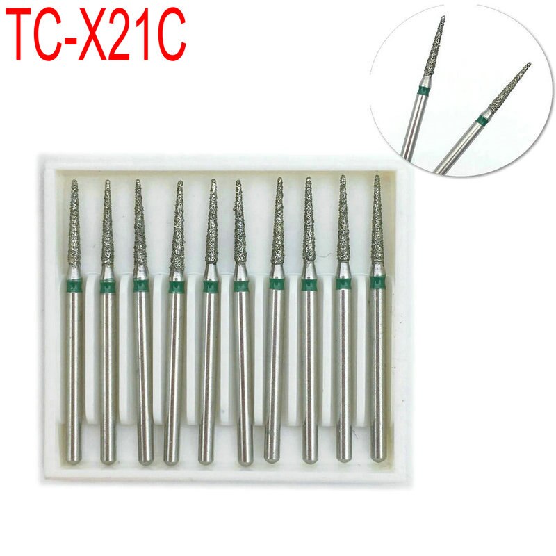 50 Frese Diamantate Dentali FG Ago Conico TC-20EF - Grana Extra Fine Per Alta Velocit&agrave;