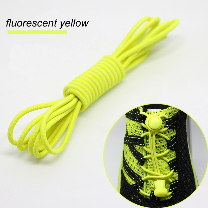 1pair Locking Shoe Laces Shoestrings Running Triathlon No tie Shoelace Sports Laces Hiking Shoelaces Children Elastic Shoelace: fluorescent yellow