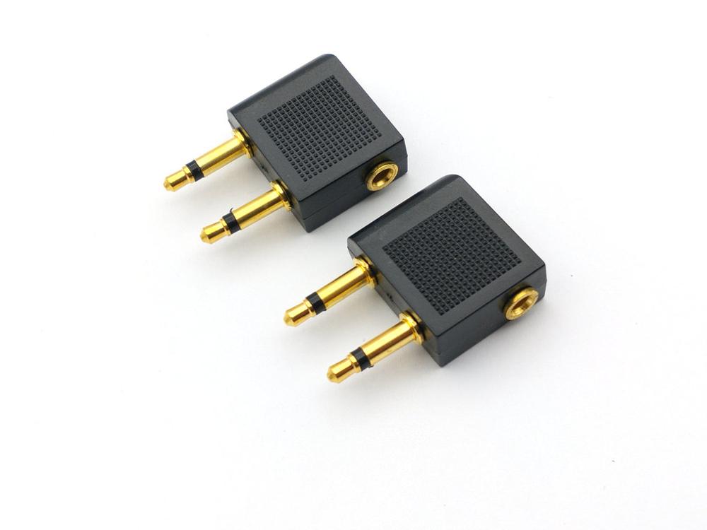 100pcs Gold Airplane/Airline/Air Plane Travel Headphone/Earphone Audio Adapter 3.5mm adapter