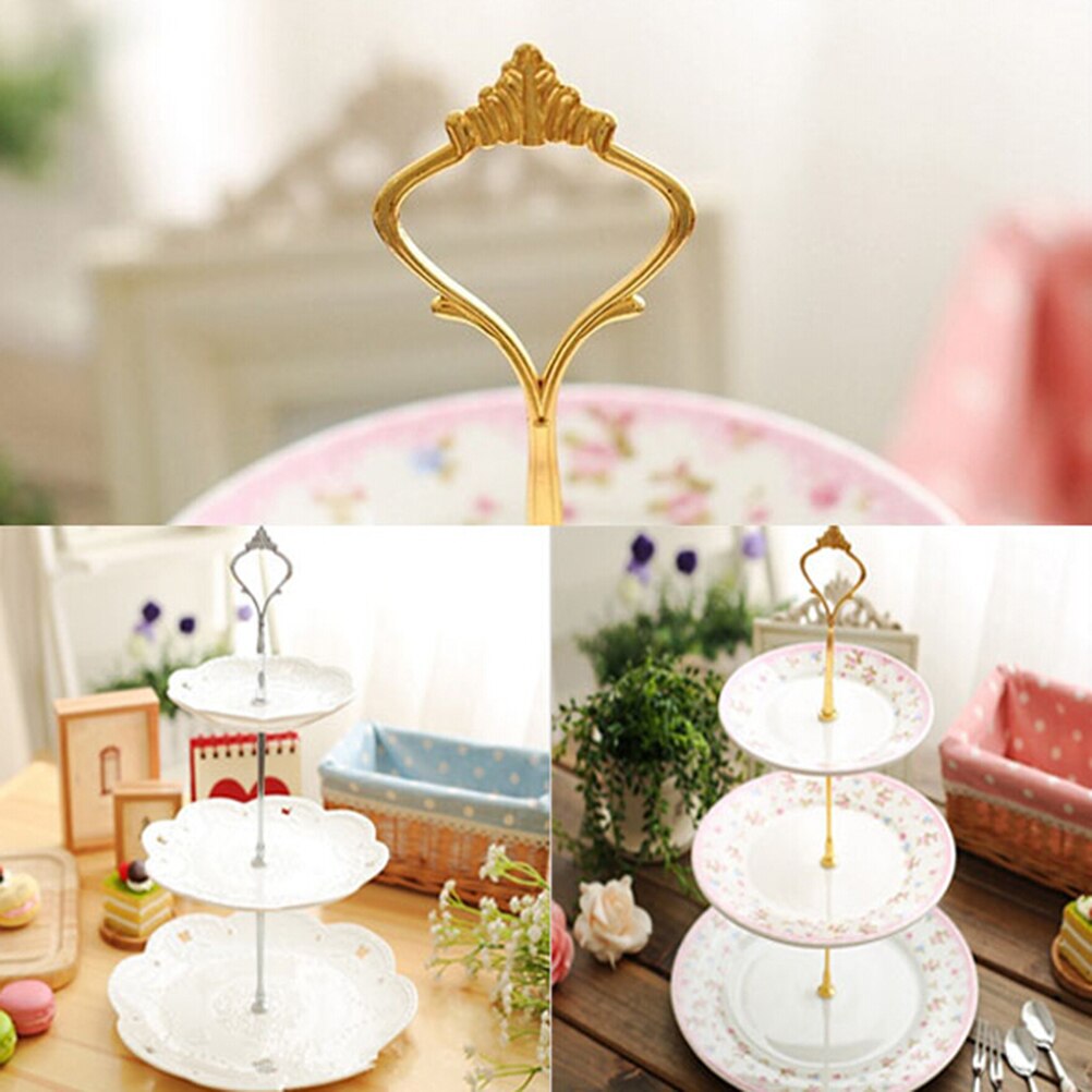 1Set 3 Of 2 Tier Cake Plate Stand Handvat Monteren Hardware Staaf Plaat Stand Wedding Party