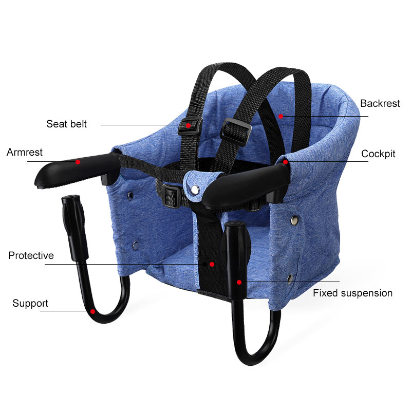 Silla alta plegable portátil para comer al bebé, cinturón de seguridad, asiento para bebé, silla de comer con gancho para bebé, elevador infantil