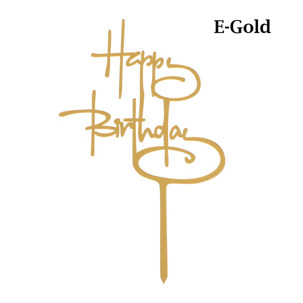 Happy birthday taarttopper van acryl met letters, goud en zilver, decoratie voor een jongensverjaardagsfeestje of bruiloft.: 16
