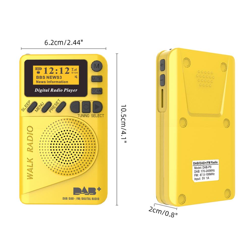 DAB/DAB+ Digital & FM Radio, Personal Portable Pocket Handheld Digital Radio, SD Card MP3 Player, Built-in Rechargeable Battery