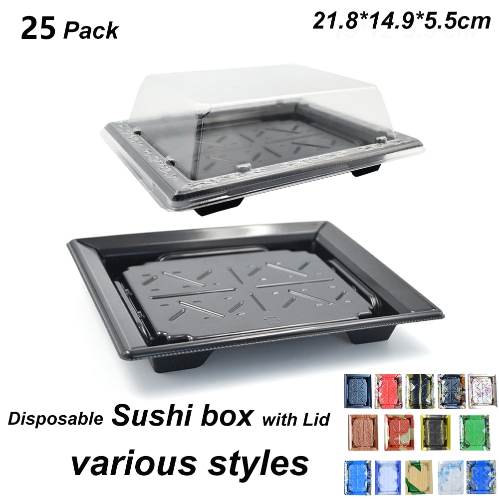 Einweg Sushi Container Kunststoff Tablett mit Deckel Sushi Box Verpackung Nehmen Out Box Container.