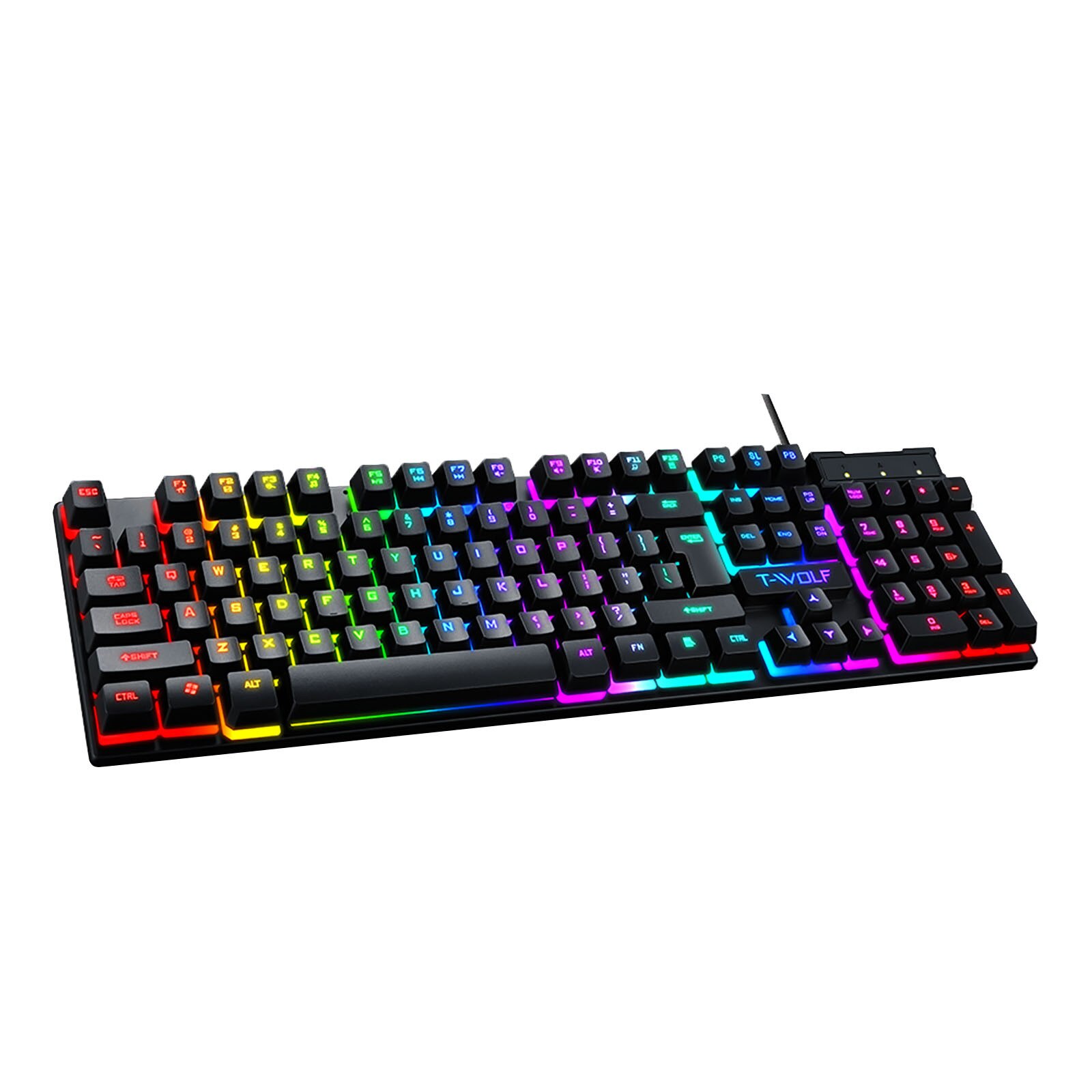 TF200 USB Wired Gaming Keyboard Standard 104 Keys Ergonomic Multimedia Keyboard Rainbow LED Backlight for PC Computer/ Desktop: A