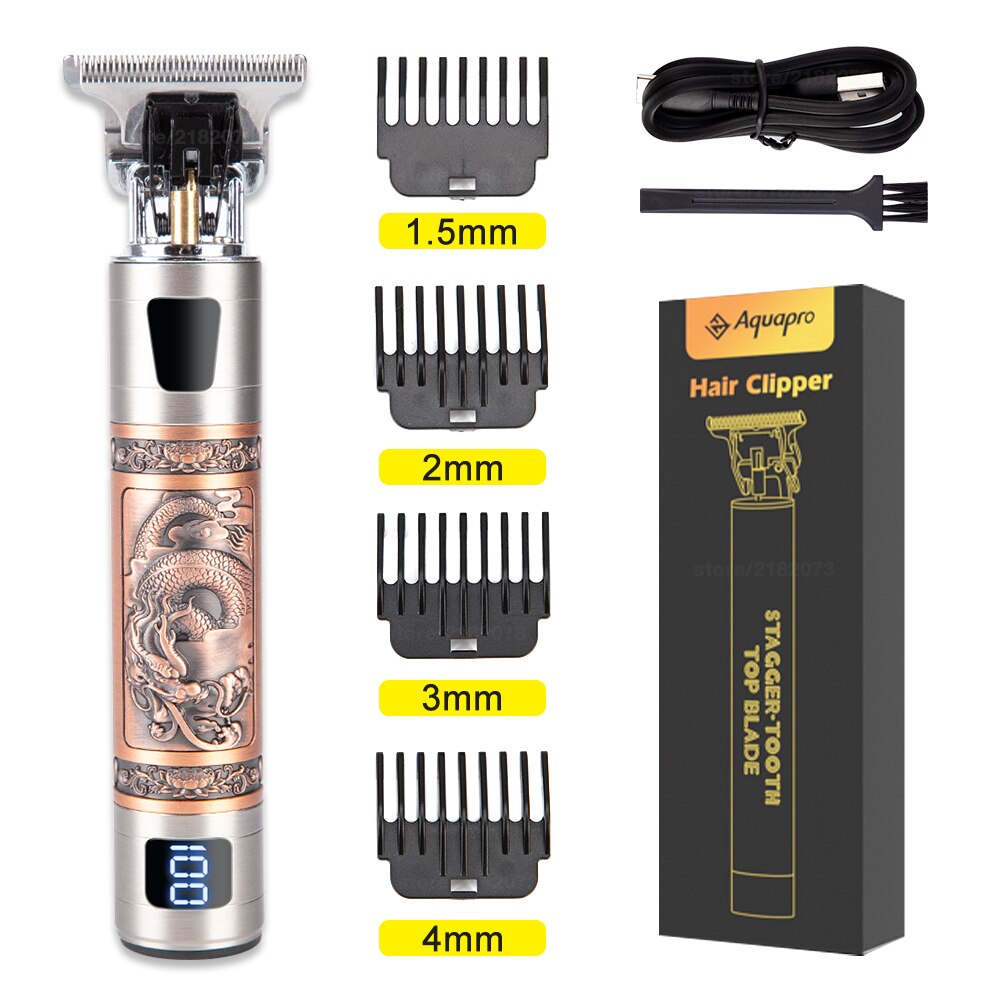 Haar Snijmachine Clipper Professionele Barbershop Oplaadbare Tondeuse Voor Mannen Elektrische Baard Scheerapparaat 0Mm Vintage T9: H SET