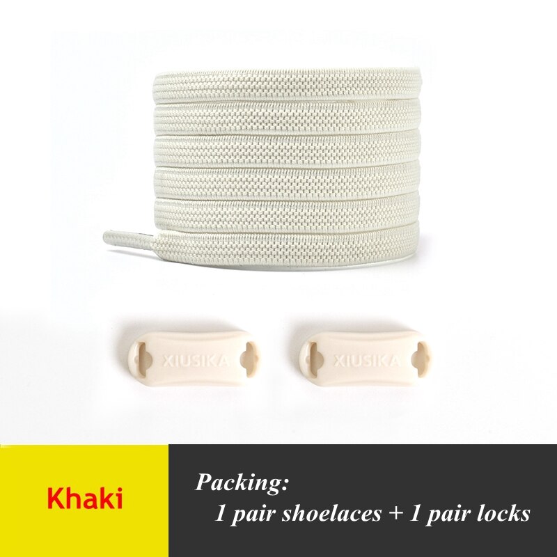 Lacets élastiques plats, 1 paire, pas de nœuds, pour chaussures de sport pour enfants et adultes, lacets rapides pour paresseux, 24 couleurs: Beige