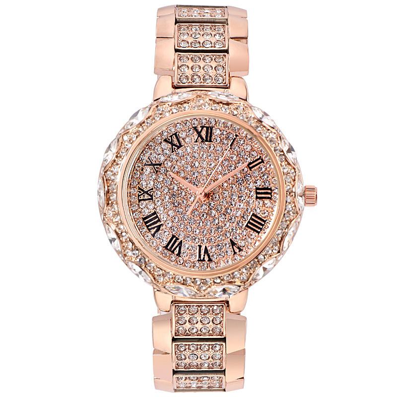 Dameur kvinde luksusmærke guld ur dame armbåndsure krystal kvinde dame quartz ur dame armbåndsur: Rose guld