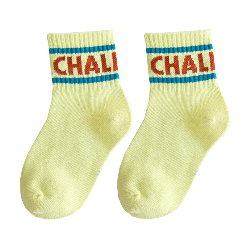 Chaussettes pour enfants 1 paire | Chaussettes en coton, multicolores, rayées avec des bandes parallèles et des lettres, pour garçons de 1 à 8 ans, sélection: 7 / 5-8 Year