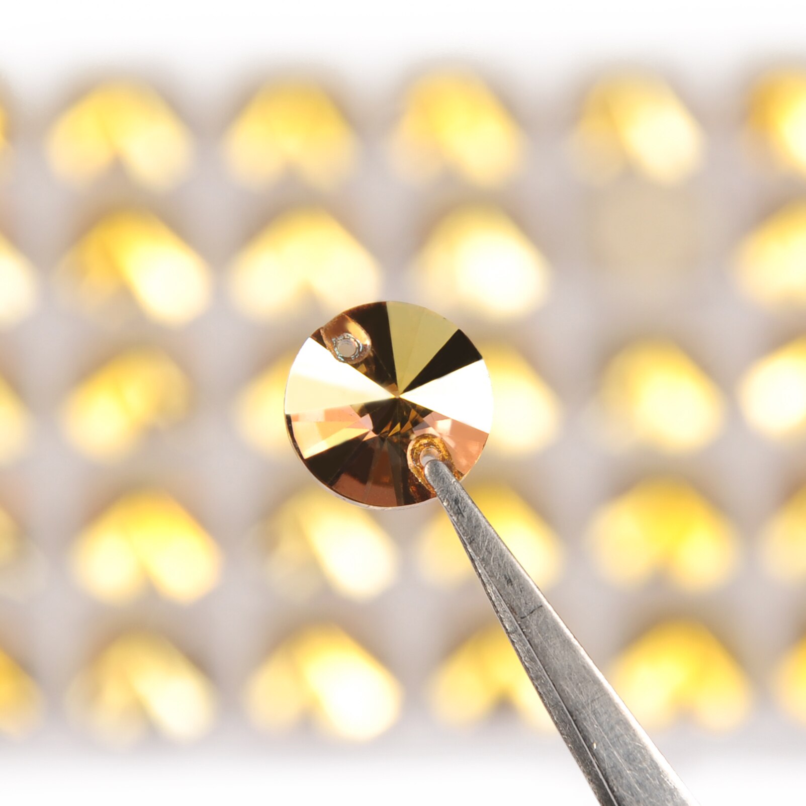 Yanruo Sunshine Naaien Strass Ronde Plakstenen Glas Stenen Gouden Glanzende Naaien Voor Badpak Kleren