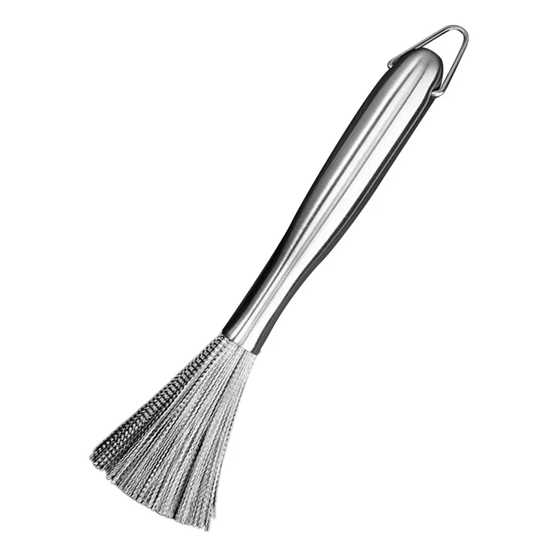 Brosse à casserole en acier inoxydable avec un Long manche, brosse à vaisselle, nettoyeur de casseroles, forte décontamination, outils de nettoyage de cuisine suspendus