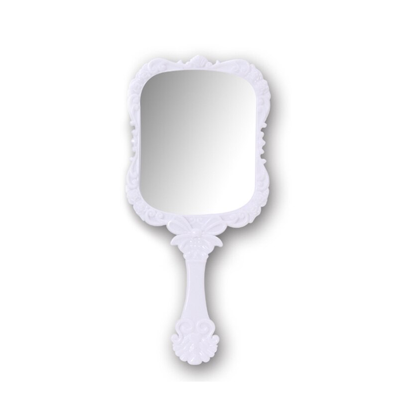 Schattige vlinder make-upspiegel van plastic, vintage vierkante vorm, handzame, draagbare cosmetische spiegels, retro patroon schoonheidsspiegel: Wit-s