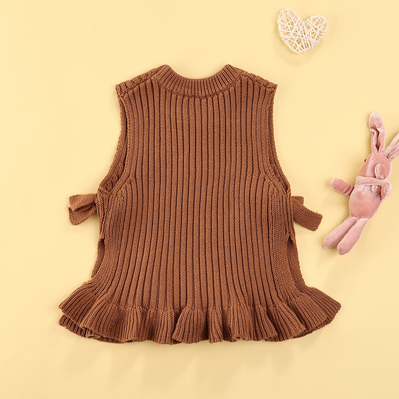 Gilet maglione lavorato a maglia per bambina autunno inverno caldo cavo lavorato a maglia tinta unita Pullover senza maniche gilet 6 mesi-3 anni