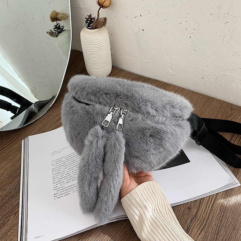 Trendige gürteltasche für damen, winter-samt-brusttasche, einfarbige schultertasche, bauchtasche, damen-outdoor-sportgürtel: Graue hüfttasche