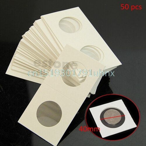 50pcs 37mm Stamp Coin Holders Cover Case Storage 2X2" Flip: 40