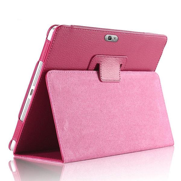 For Samsung Galaxy Note 10.1 GT-N8000 N8010 N8020 Tablet Case Flip Case Cover PU Folio Stand cover PU Leather Case: Rose Red