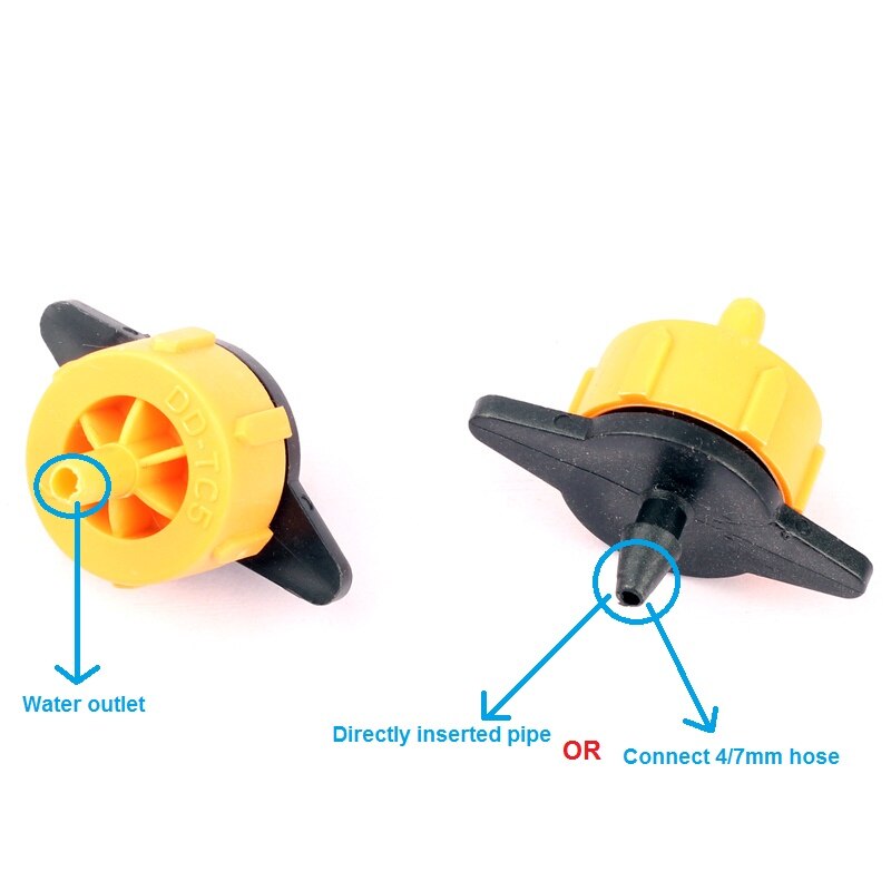 100pcs 2L/H Orange Steady Flow Barbed Dripper Durable Greenhouse Pressure Compensating Emitters Drip Irrigation System Fittings