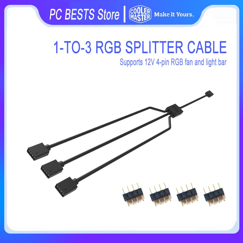 Cooler Master 1 TO 3 12V RGB Fan Splitter Cable Compatibility 4Pin 5pin LED Lamp Bar Cable Extension Cord