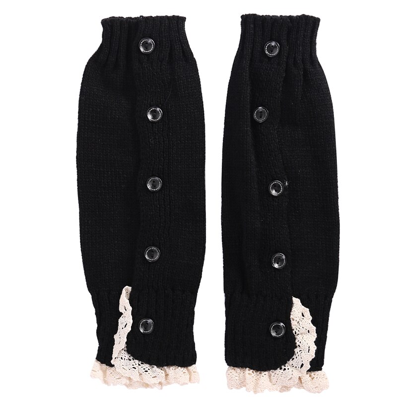 kleinkind Kleinkind Mädchen Gestrickte Beinlinge häkeln Spitze Geschmack trimmen Aufladungs-stulpen Toppers Winter Warme Socken Prinzessin Neue: Schwarz