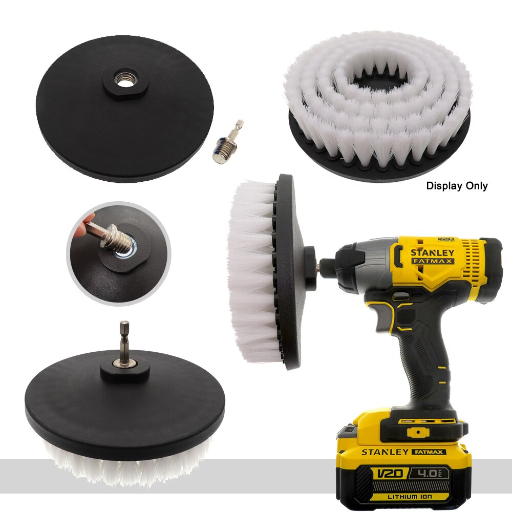 Spazzola per pulizia elettrica da 6 pollici per moquette in vetro, pneumatici per auto, piastrelle per doccia, superficie per bagno e cucina con adattatore