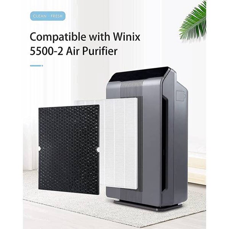 Replace Filter H For Winix 5500-2 Air Purifier,HEPA Filter &amp; Activated Carbon Filter Combo Pack Compare To Part 116130