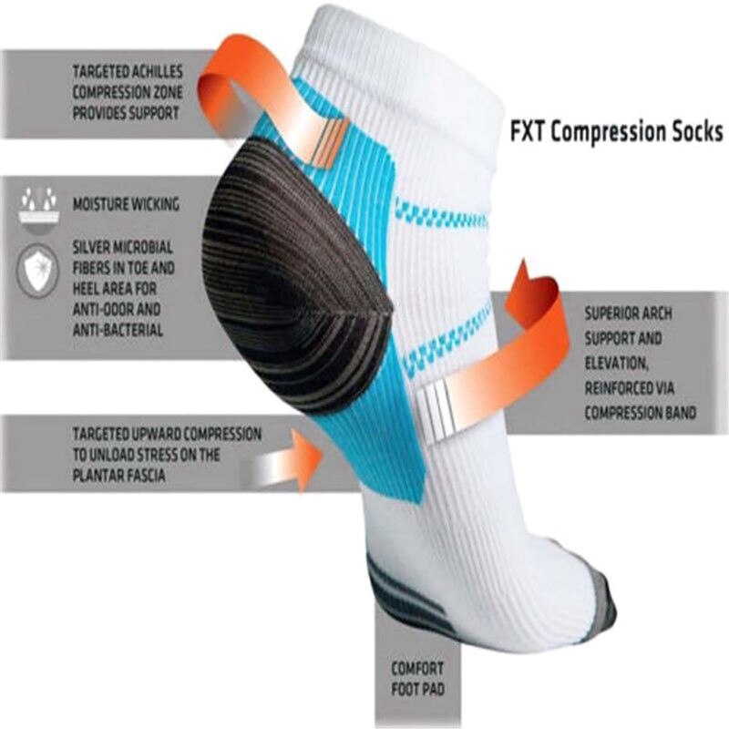 1 paire de chaussettes confortables pour fasciite, épine calcanéenne, douleur de la voûte plantaire, chaussettes veineuses, chaussettes de sport de compression du pied pour la plante des pieds
