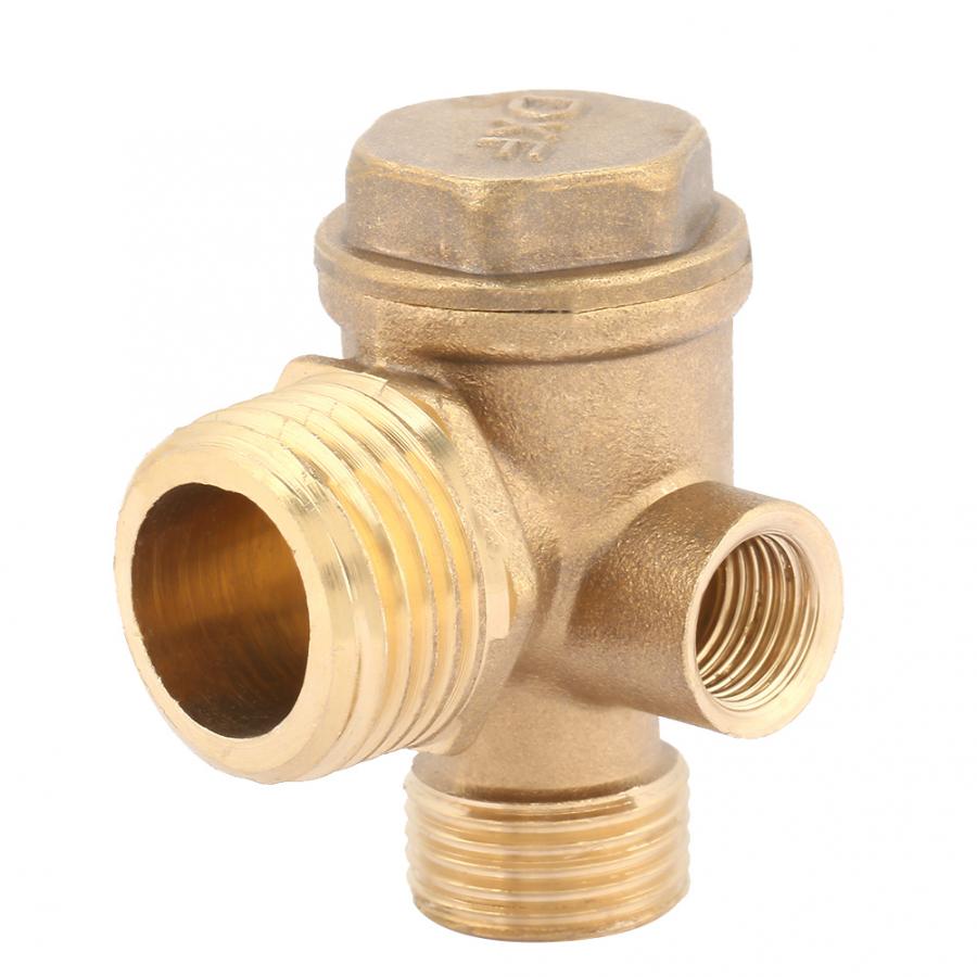 3 Port Brass Air Compressor Male Threaded Check Valve Tube Connector Tool Manual Flush Valve