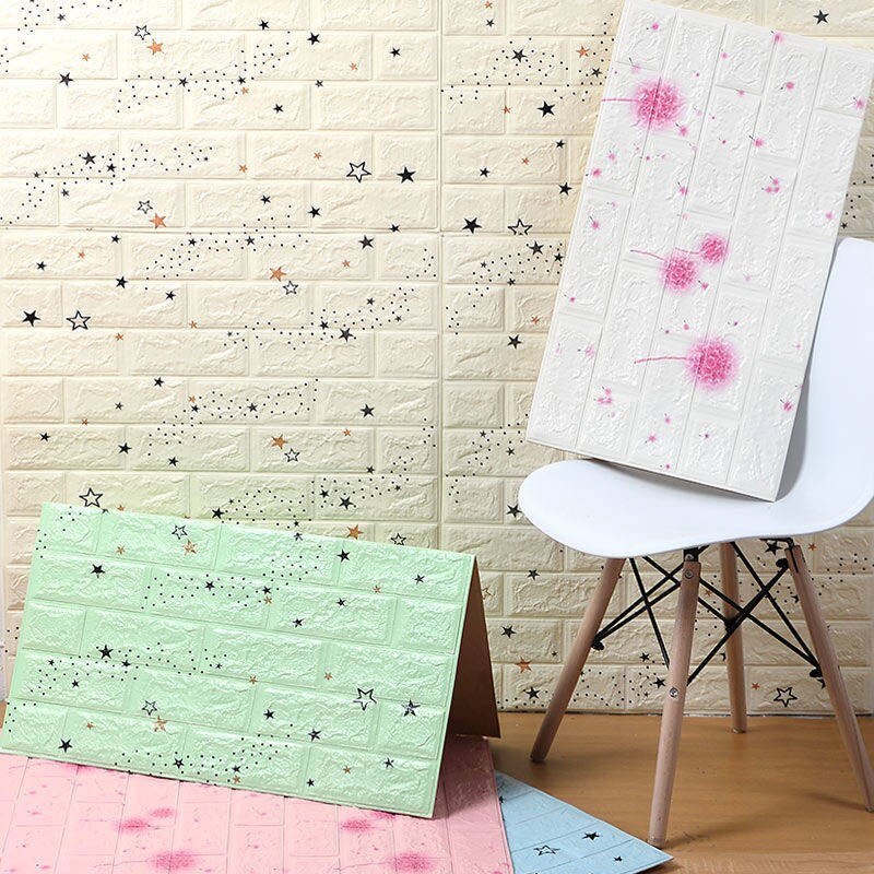10pc Peel and Stick 3D Wall Stickers Cartoon Stars Brick Wallpaper for Kids Room Living Room Bedroom Self adhesive Wall Panel