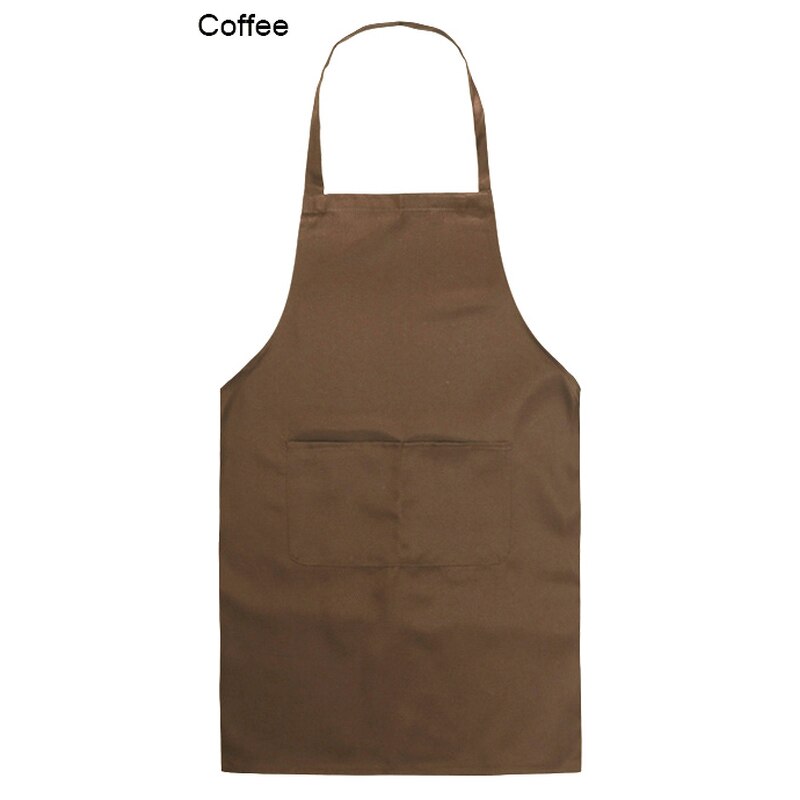 Vrouwen Mannen Pure Kleur Chef Kok Keukenschort Restaurant Cafe Ober BBQ Kapper Hang Hals Schorten: Bruin